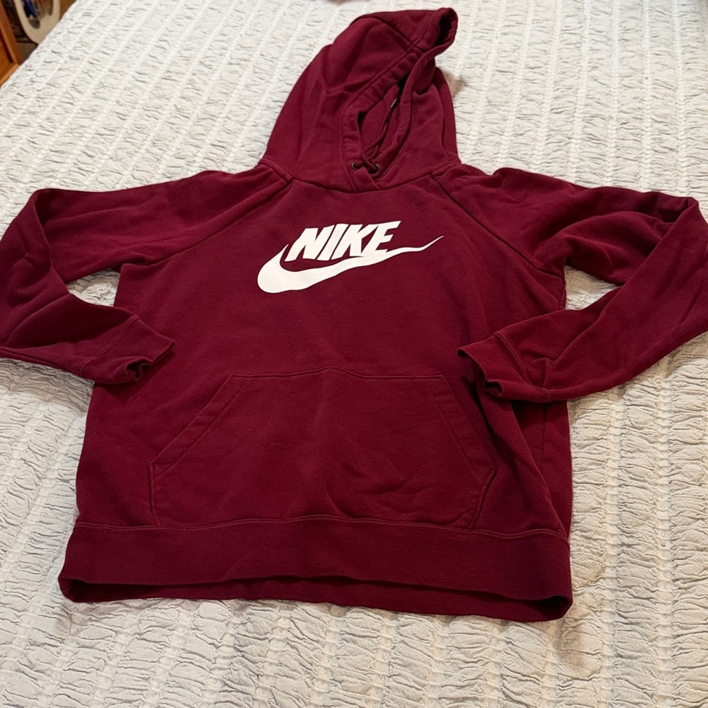 Nike Maroon Hoodie with White Logo-EUC